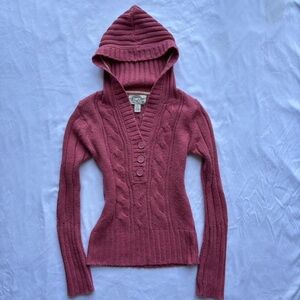 Abercrombie & Fitch Women's V-Neck Sweater in Deep Pink